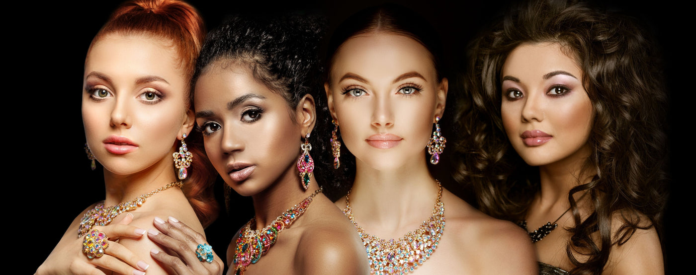 Young women wearing fashionable jewellery